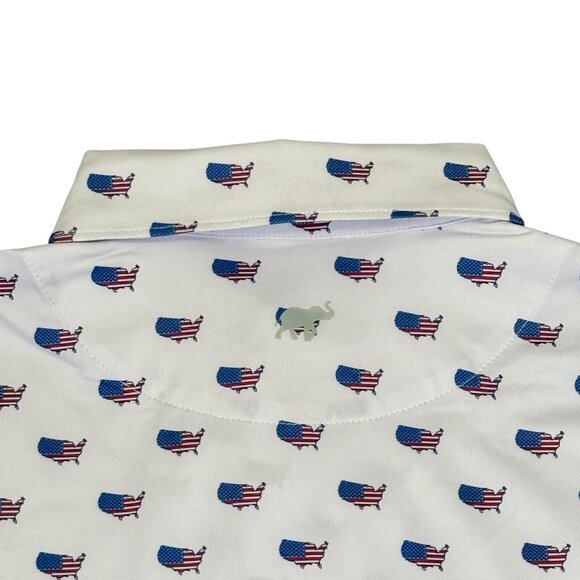 Merrill Apparel Men's USA America Flag Pattern Polo - Picture 4 of 4